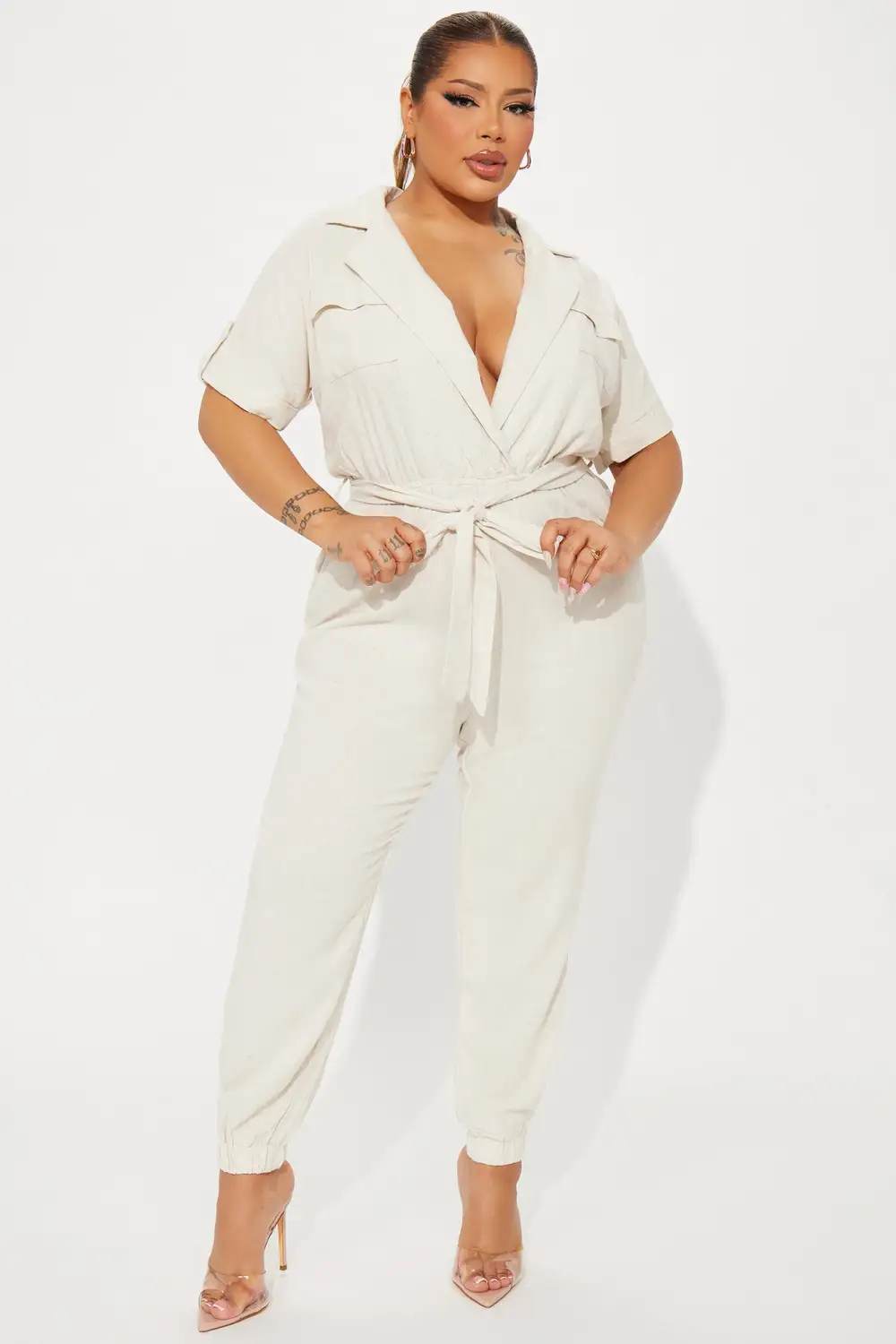 Problem Free Utility Jumpsuit - Oatmeal