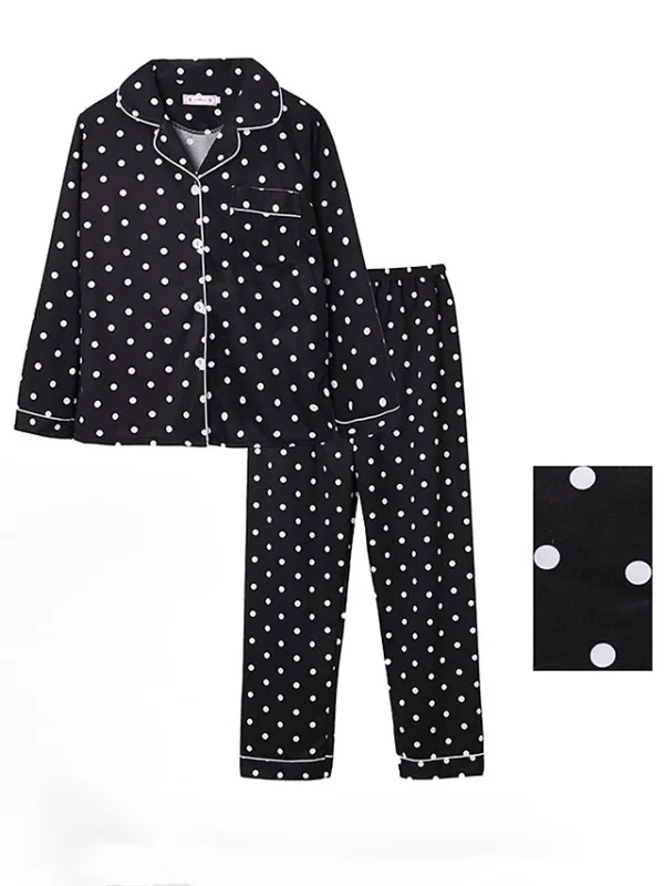 Women's Pajamas Sets Heart Grid / Plaid Fashion Comfort Soft Home Daily Bed Satin Breathable Lapel Long Sleeve Shirt Pant Button Pocket Fall Winter Light Pink Lotus Pink