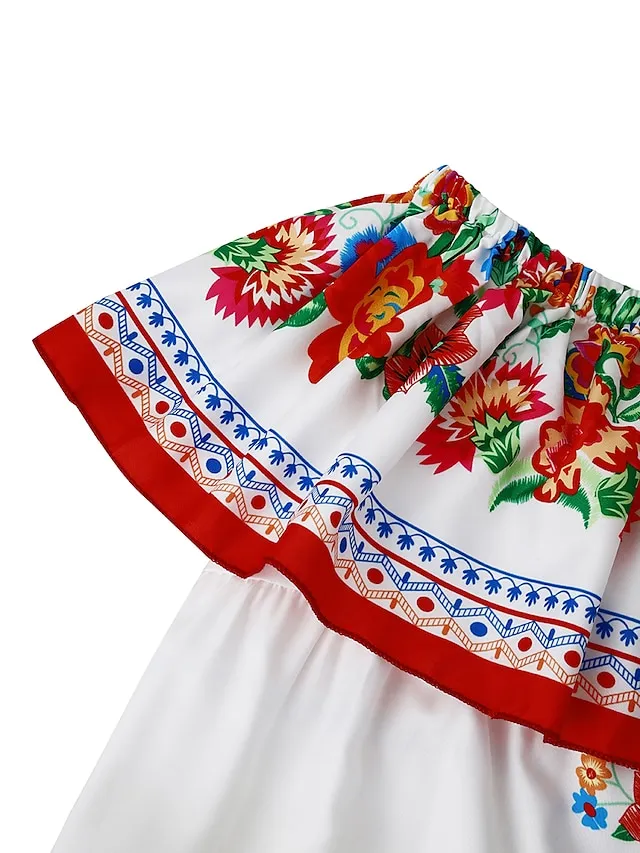 Women's Swing Dress Boho Dress Long Dress Maxi Dress Black White Yellow Short Sleeve Floral Cold Shoulder Summer Spring Off Shoulder Romantic Vacation Summer Dress Spring Dress Regular Fit 2023 S M L