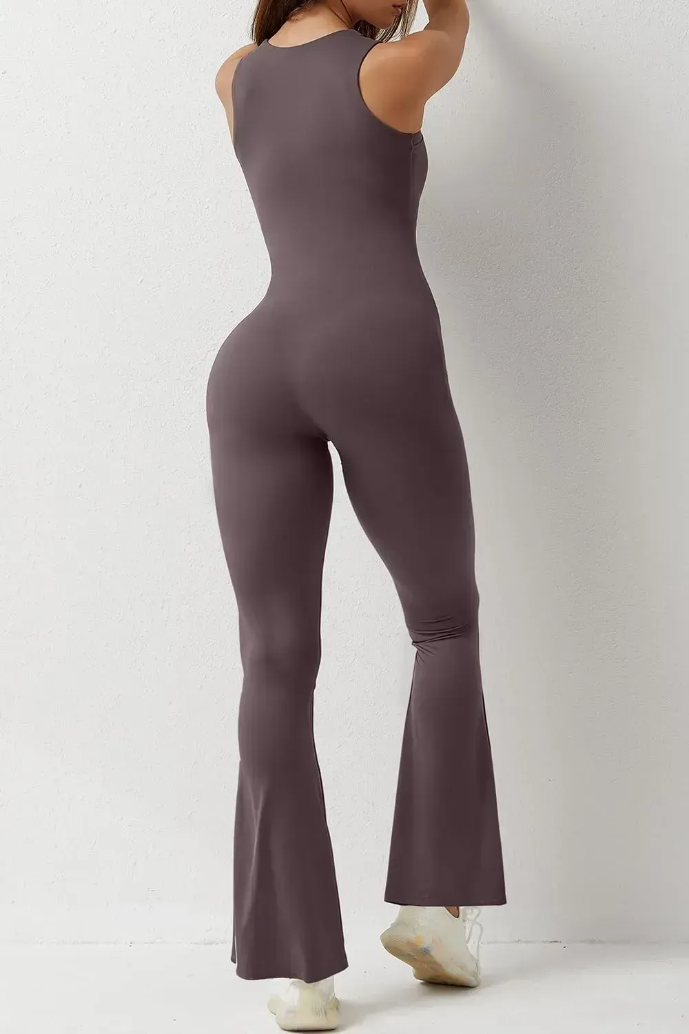 Flare Jumpsuits for Women Strappy Square Neck Bodycon Full Length Long Pants Casual Playsuit