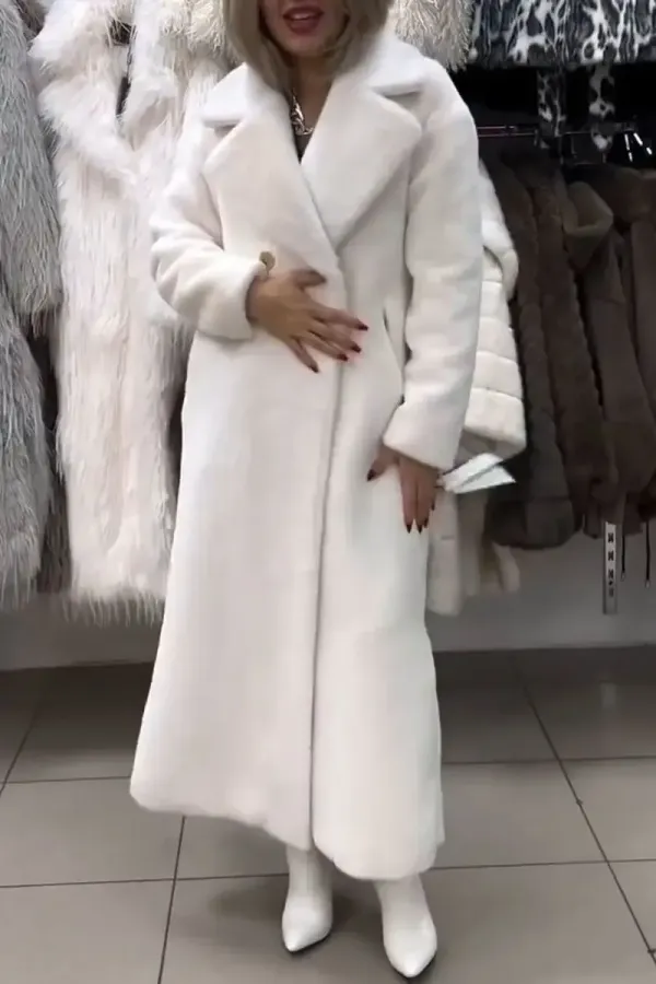 Women's Solid Color Lapel Long Coat