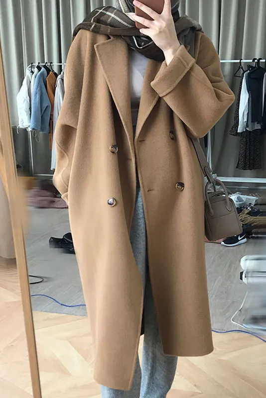 Double Face Faux Woolen Lapel Coat