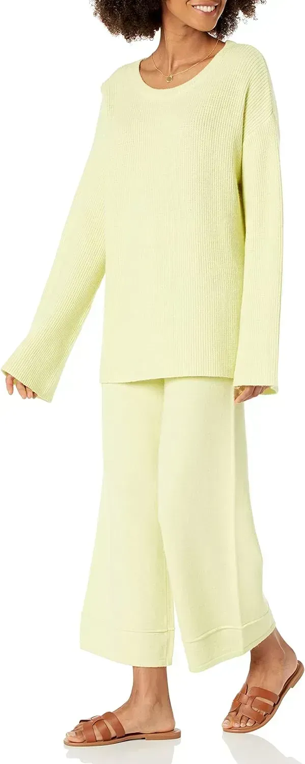 Women's Alice Crewneck Back-Slit Ribbed Pullover Sweater