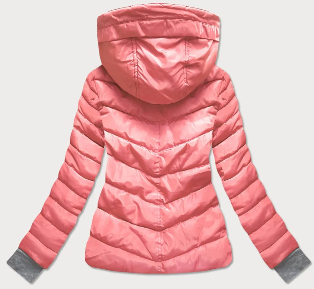 Pink Women's Short Winter Hooded Jacket