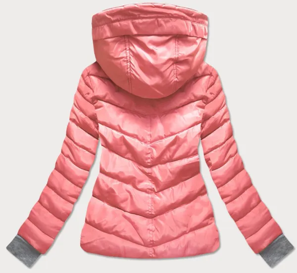 Pink Women's Short Winter Hooded Jacket