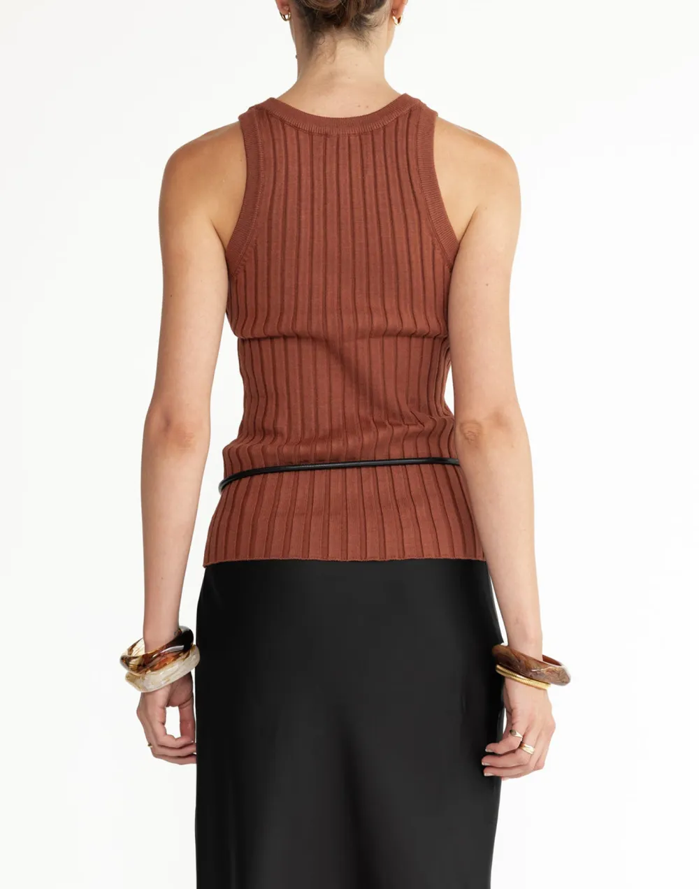 Basic High Round Neck Long Vest