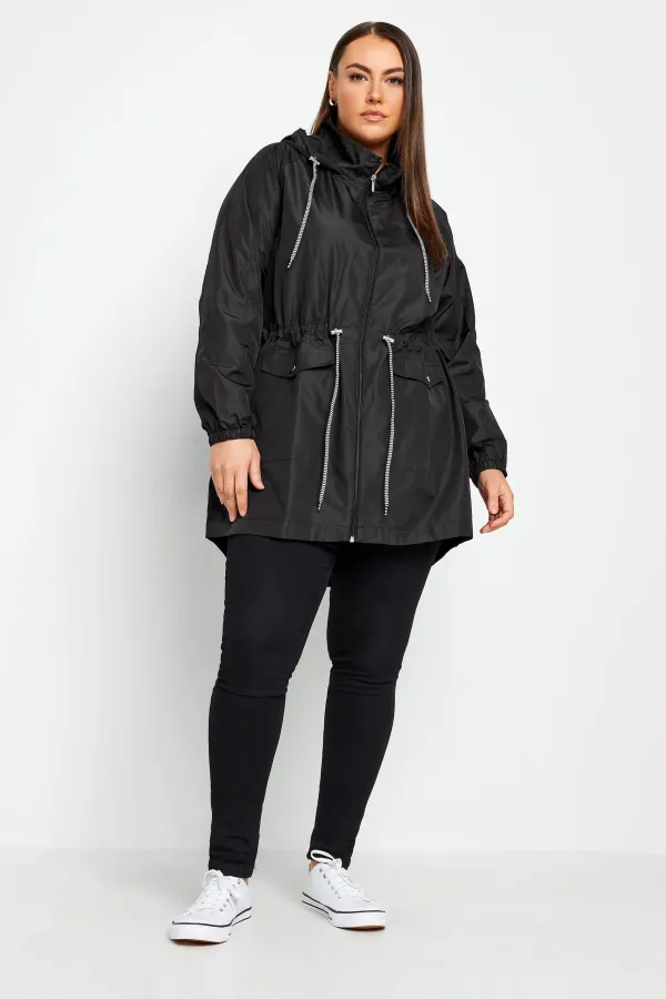 YOURS Curve Navy Blue Drawstring Lightweight Parka Jacket