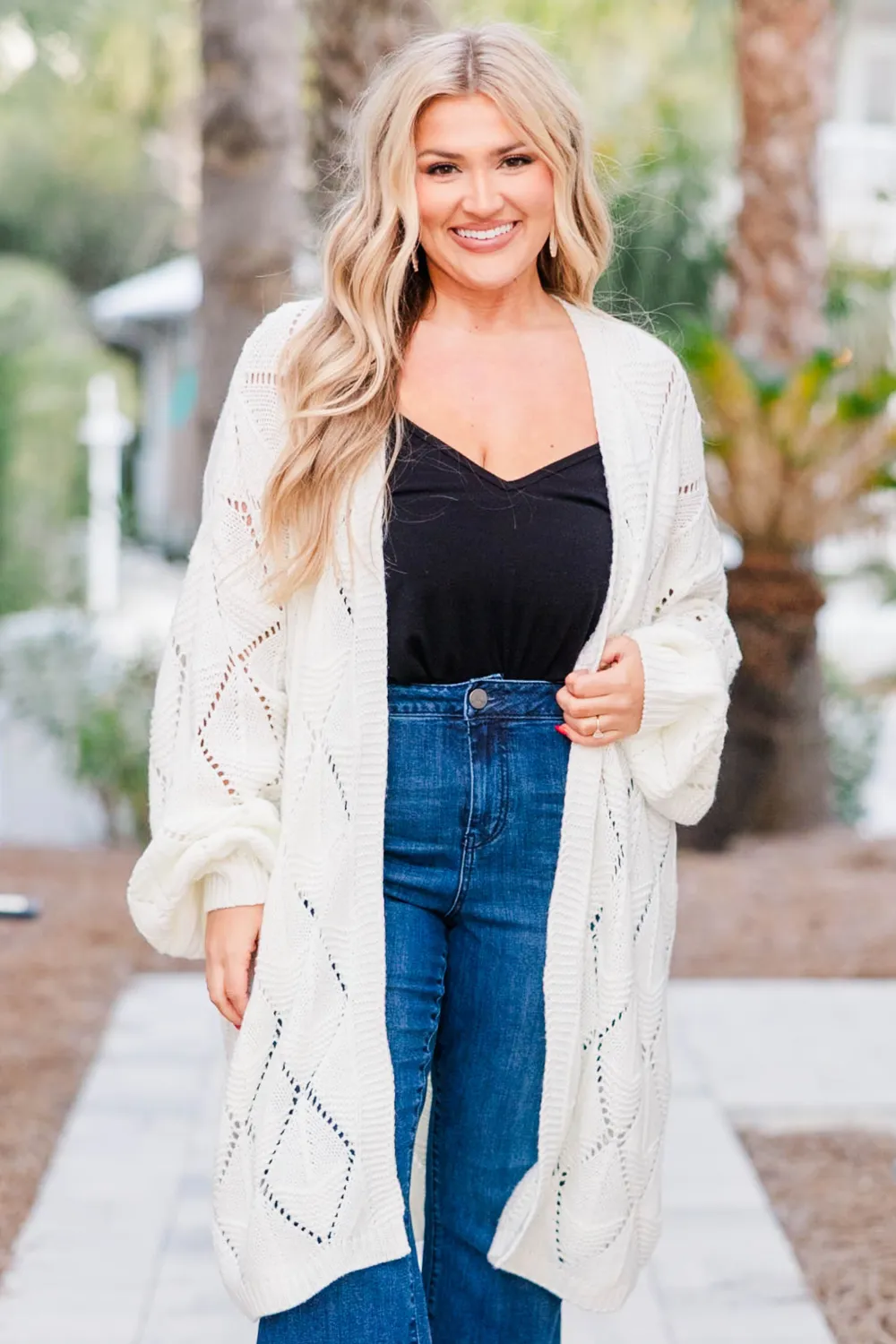 Eat, Drink, And Be Cozy Cardigan, White