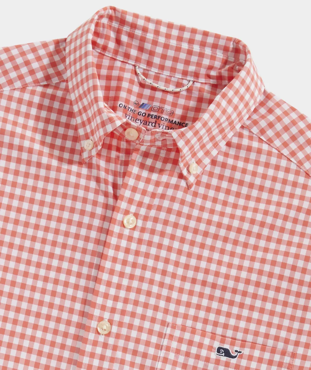 On-The-Go Nylon Short-Sleeve Gingham Shirt