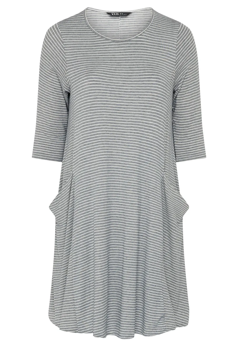 YOURS Curve Navy Blue Stripe Pocket Dress