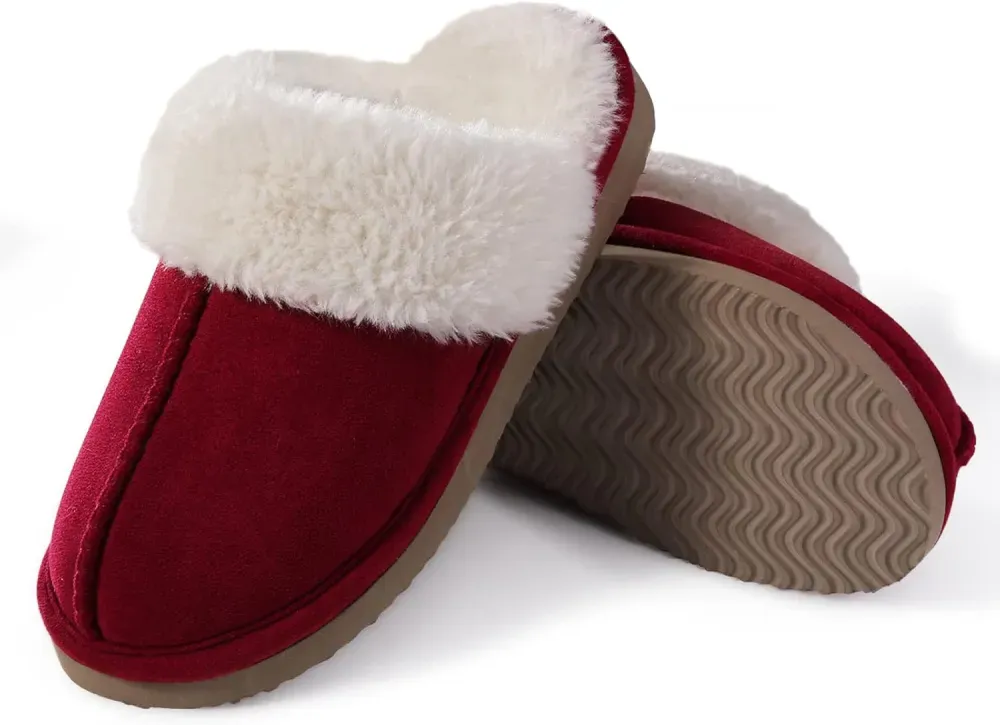 Women's Fuzzy Memory Foam Slippers Fluffy Winter House Shoes Indoor and Outdoor