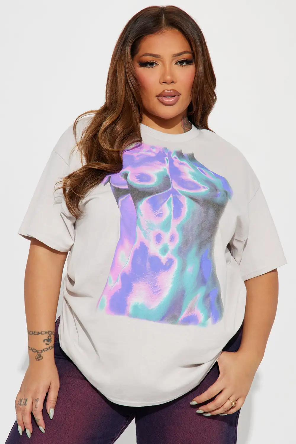 Sculpted Graphic Tee - Grey