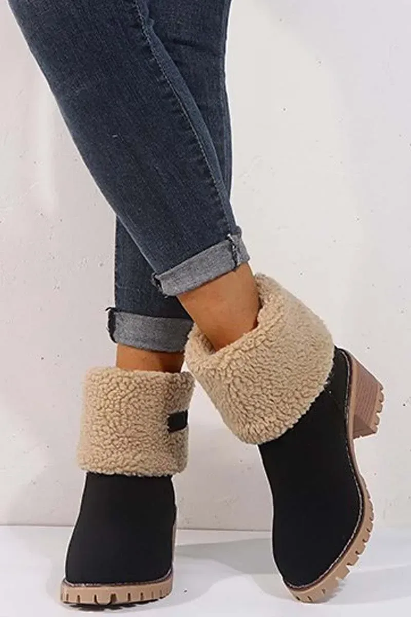 🔥Last Day Specials👢Women's thick heel high heel snow boots women's two-wear plus velvet warm mid-calf boots