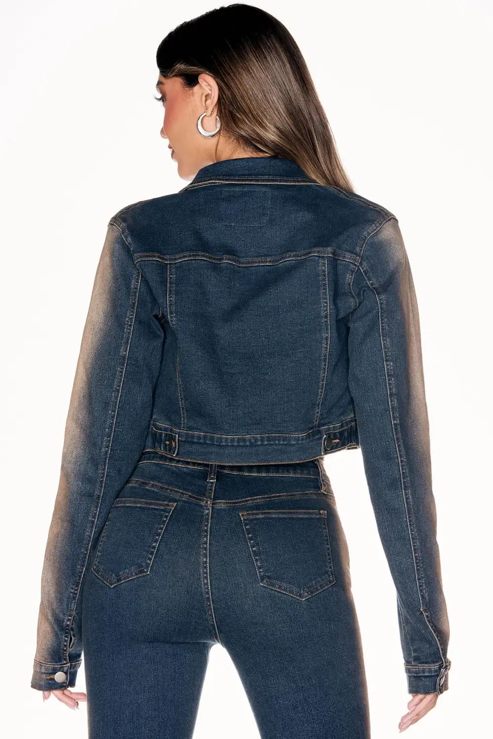 Sand Storm Tinted Crop Denim Jacket - Dark Wash