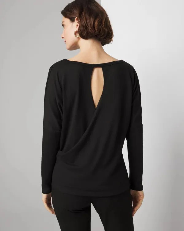 Long Sleeve Knit Top with Cutout Back