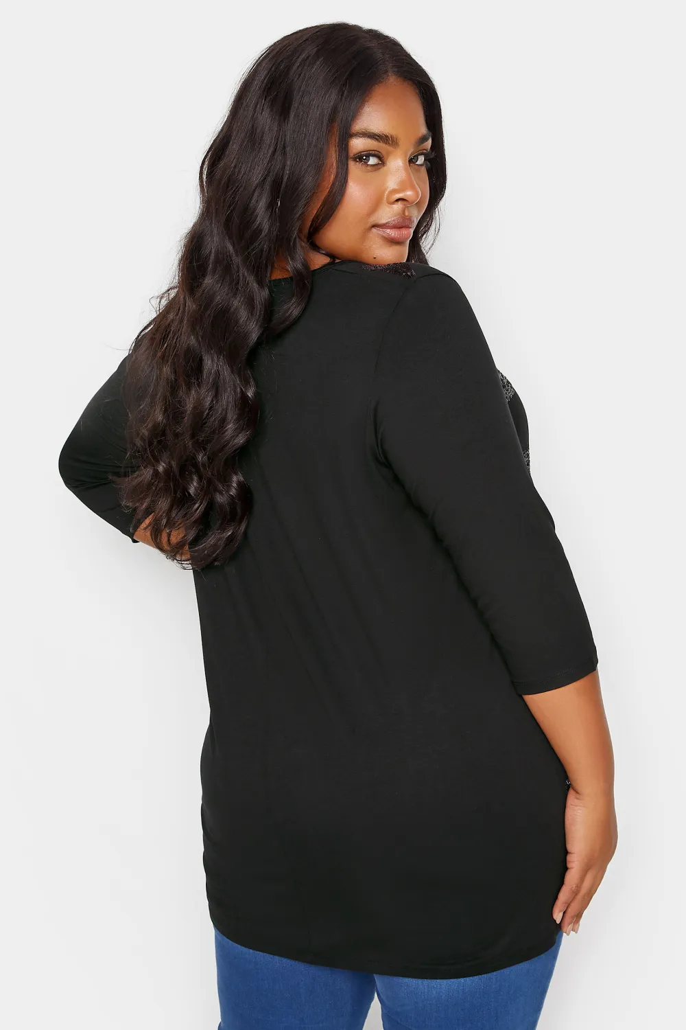 YOURS Curve Black Stripe Sequin Embellished Top