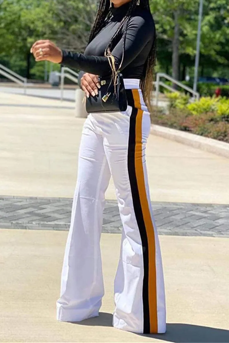 Stripe Side High Waist Flare Pants
