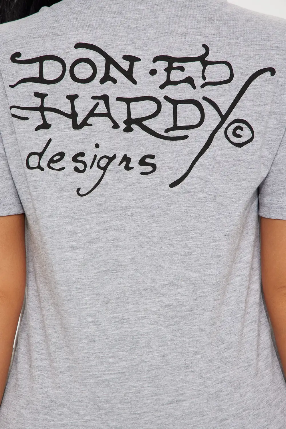 Ed Hardy Skull Rhinestone Tee - Heather Grey