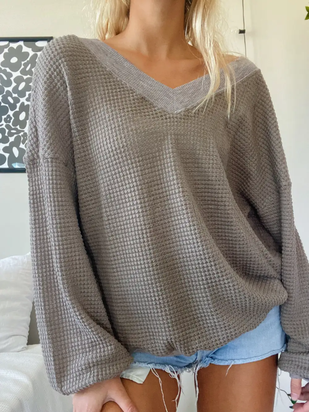 WAFFLE KNIT SWEATER