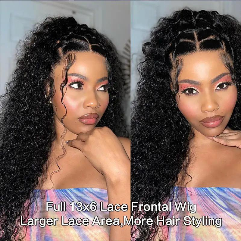 250% Density Long Curly 13×6 Full Frontal Lace Wig Sterly Curly Human Hair Wigs