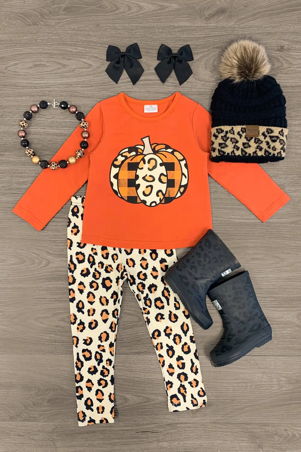 Orange Leopard Pumpkin Legging Set