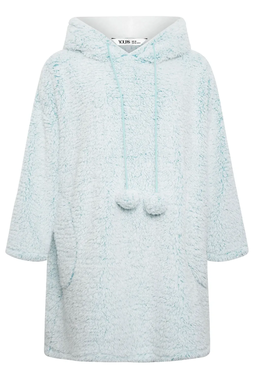 YOURS Curve Light Blue Teddy Drawstring Snuggle Hoodie