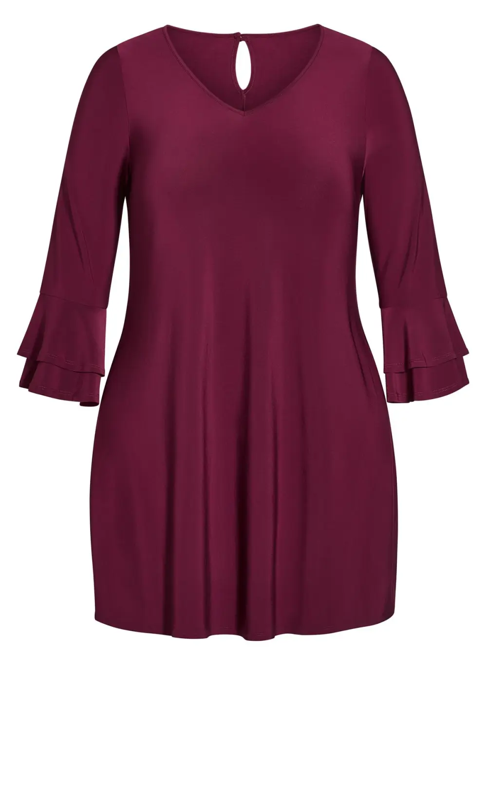 Evans Red Frill Sleeve Plain Dress