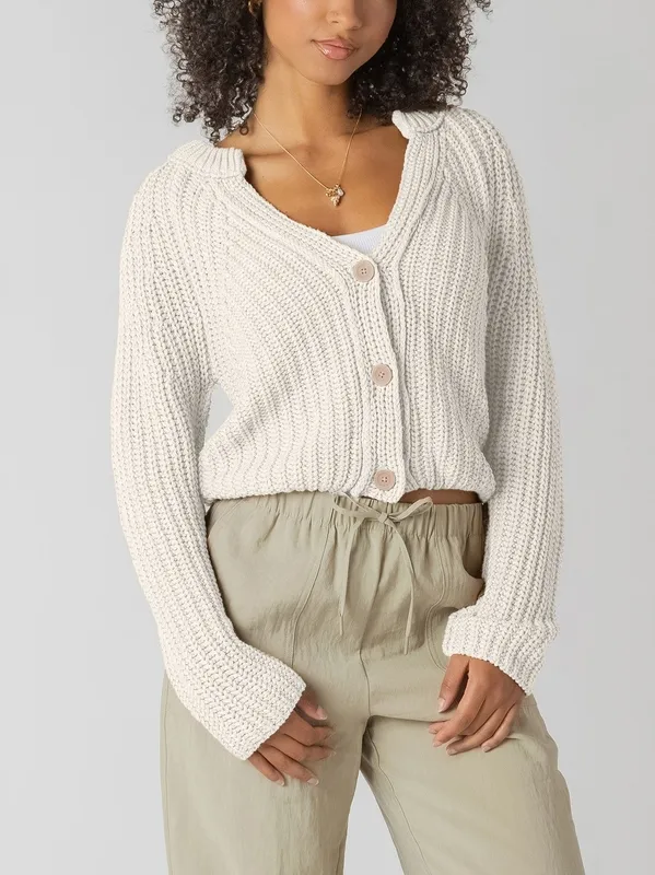Ribbed Button Front Knit Cardigan