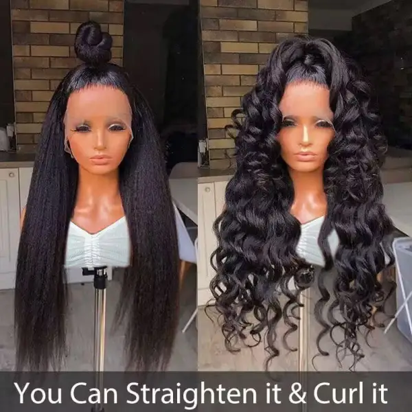 16-40inch Transparent HD Lace Frontal Wigs 13x6 Kinky Straight Lace Front Wigs Sterly Hair