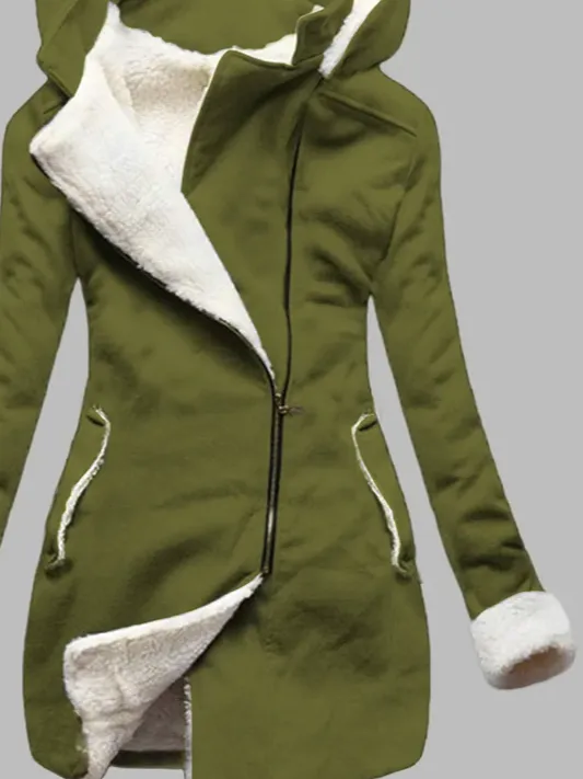 Autumn and winter casual warm sweater Long Sleeve Plain Zipper Fleece Coat
