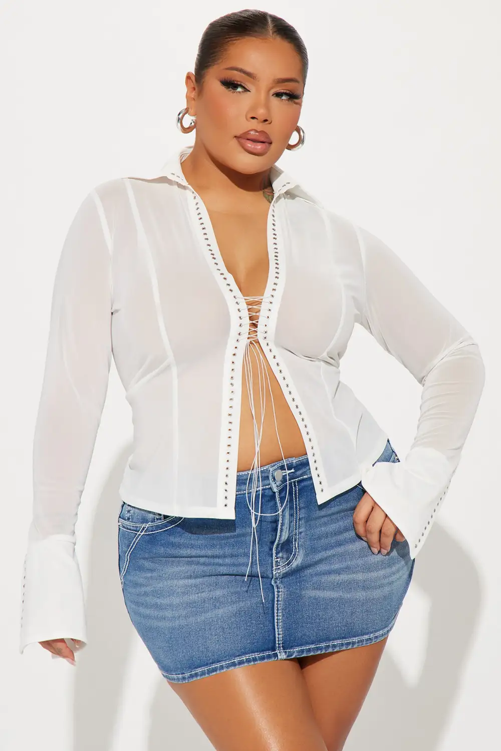 Dangerous Attraction Lace Up Shirt  - White