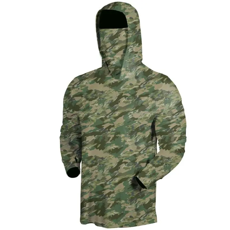 Men's UPF 50+ Hooded Camo Print Sun Protection Shirts