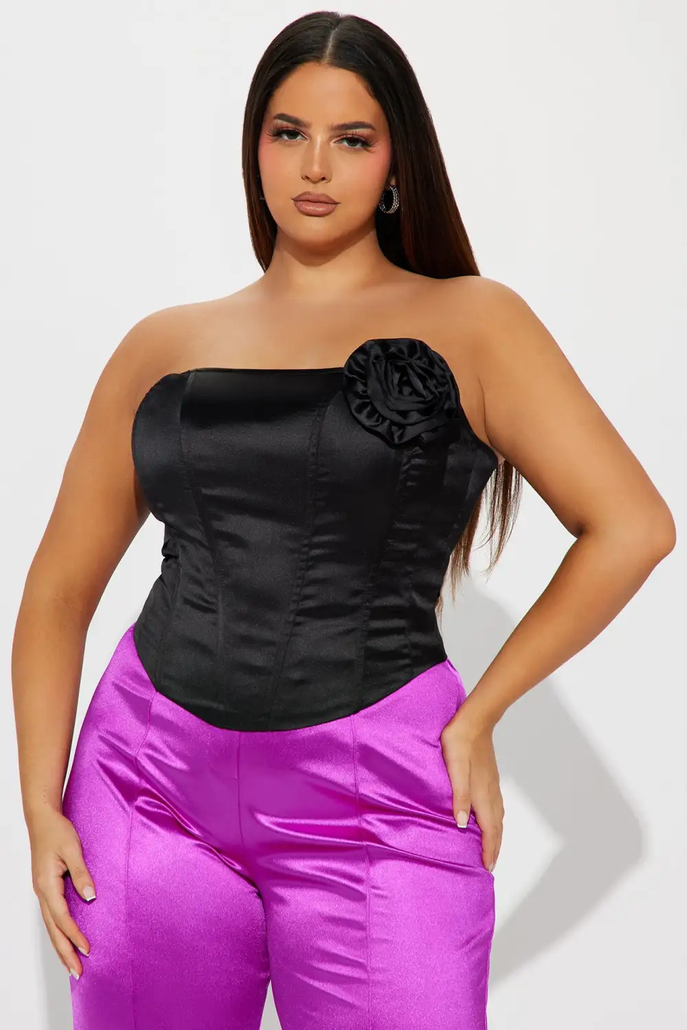 Home Grown Satin Corset Top - Black