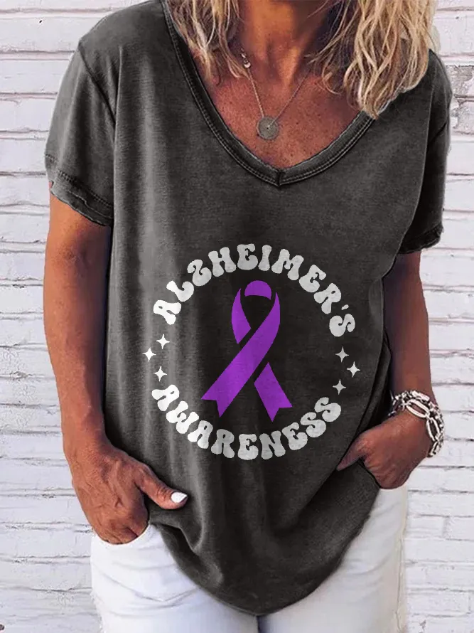 Women'S Short-Sleeved T-Shirt Alzheimer'S Awareness Prints