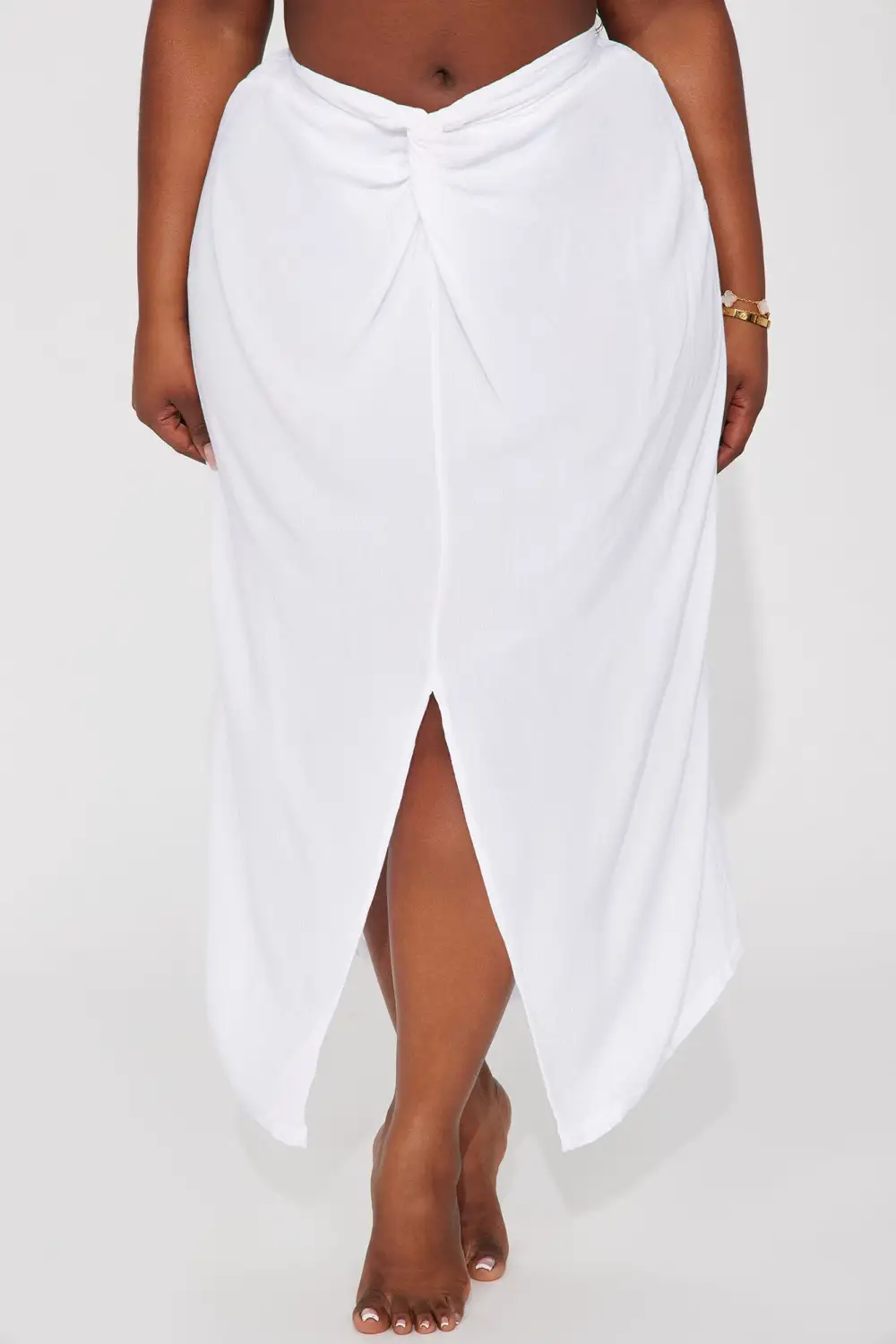 Breezy Nights Linen Swim Cover Up Skirt - White