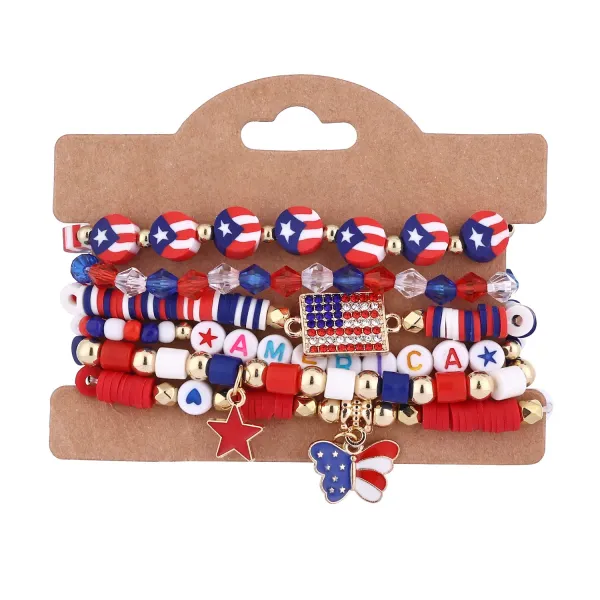 American Independence Day Flag Multi-layer Stretch Bracelet