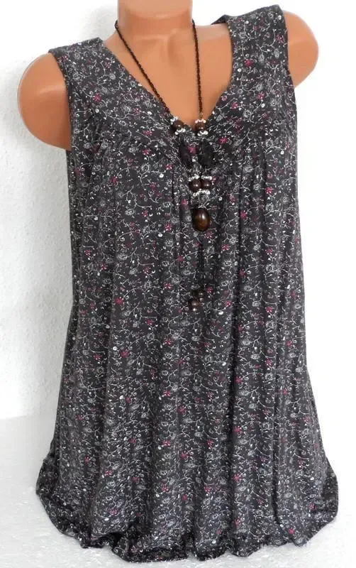 Plus Size Women Fashion Blouse Casual Loose Floral Printed Tops