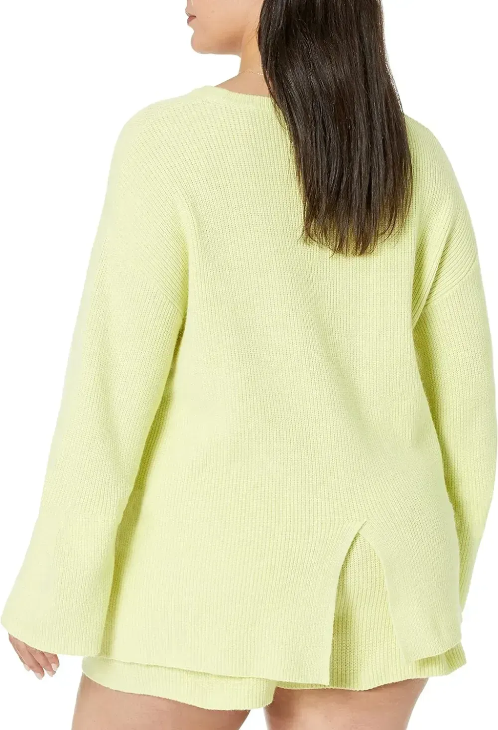 Women's Alice Crewneck Back-Slit Ribbed Pullover Sweater