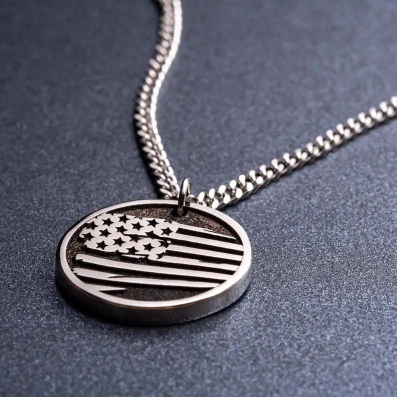 Necklace with the United States Flag. The Stars and Stripes Pendant. U.S. Flag Medallion, 4th July Gift, We the People of the United States