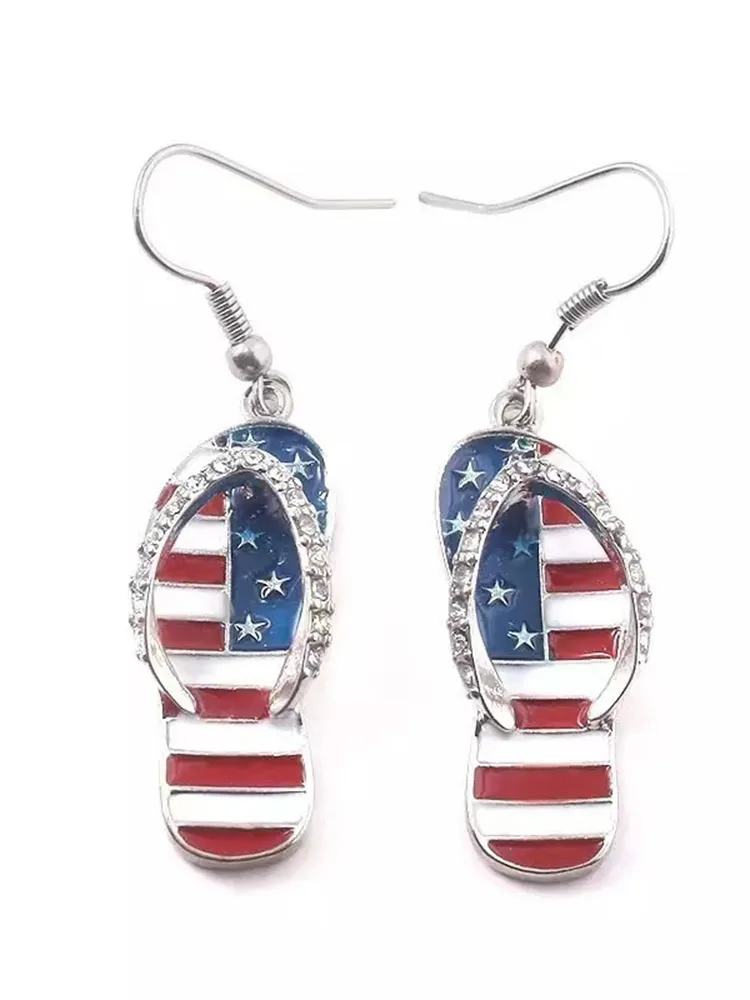 American Independence Day Art Slipper Earrings