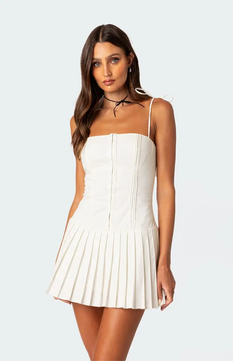 Edikted Perri Pleated Corset Mini Dress