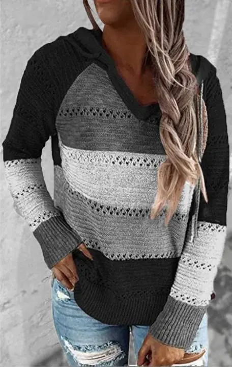 Hollow Out Knitted Lightweight Casual Long sleeve Tops