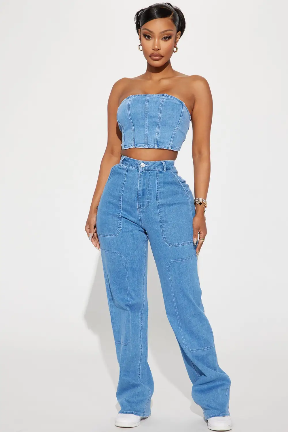 Nathalia Pant Set - Medium Wash