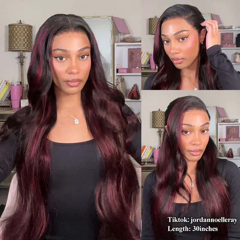 Flash Sale | P1B/99J Highlight 13x6 Body Wave Wig 16-34 Inches Transparent Lace Front Human Hair Wigs