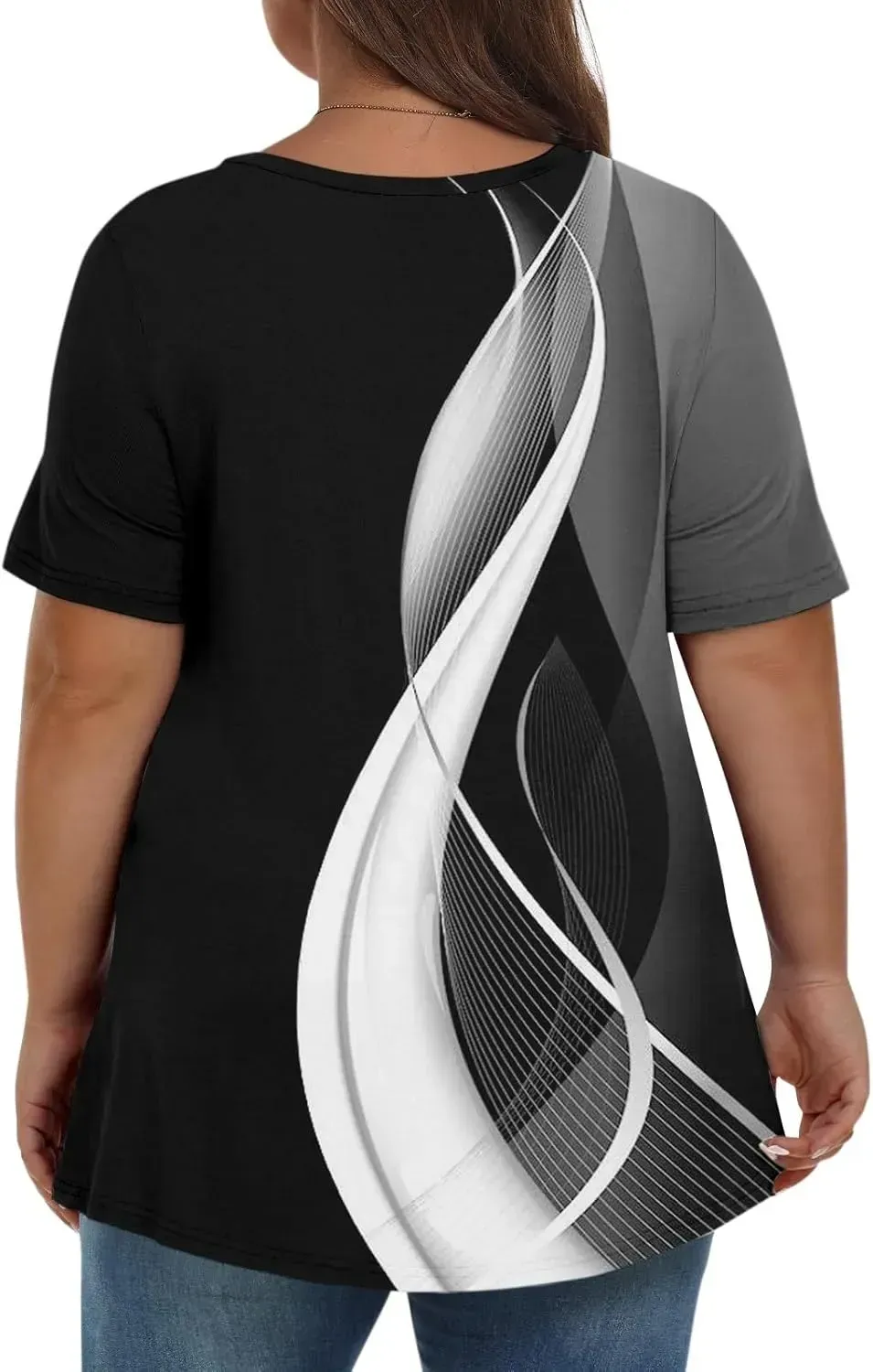 Plus Size Tops for Women Dressy Short Sleeve V Neck Shirts for Women Summer Tops for Women 2024 Floral Print Top