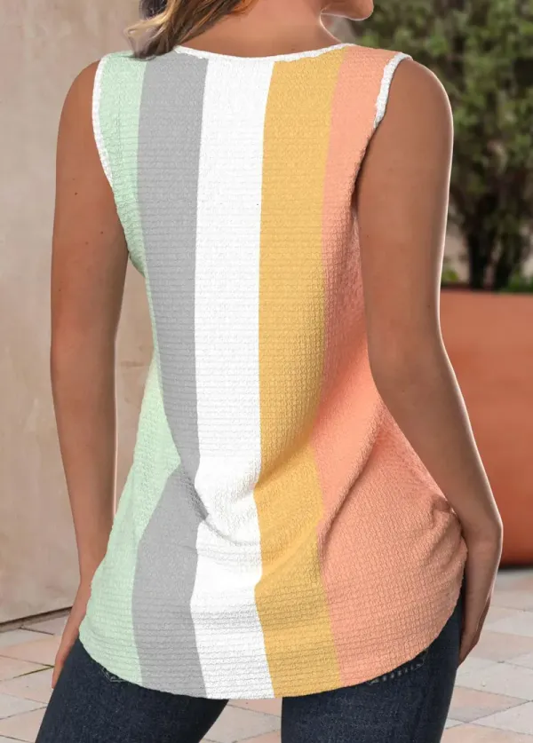 Multi Color Criss Cross V Neck Tank Top