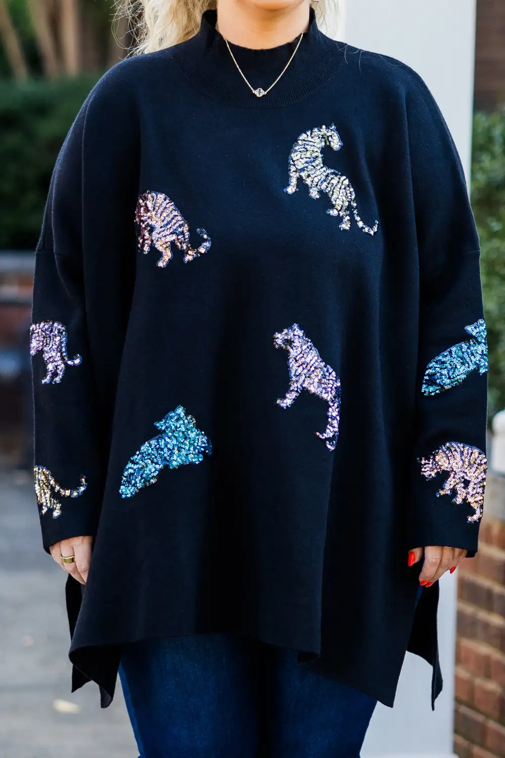 Mother Of The Jungle Sweater, Black Sequin