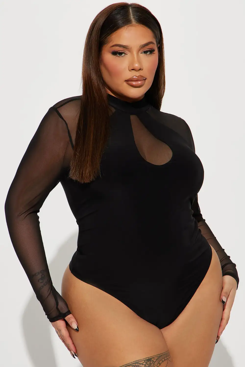 Mya Mock Neck Bodysuit - Black