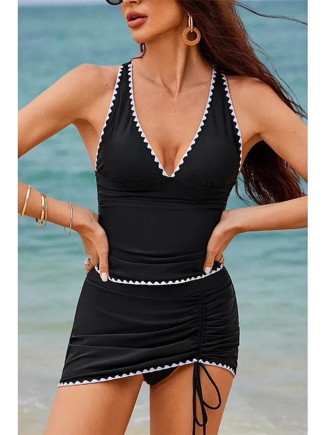 Women's Swimwear Tankini Normal Swimsuit 2 Piece Plain Beach Wear Holiday Bathing Suits