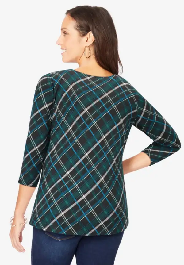 Stretch Cotton Scoop Neck Tee